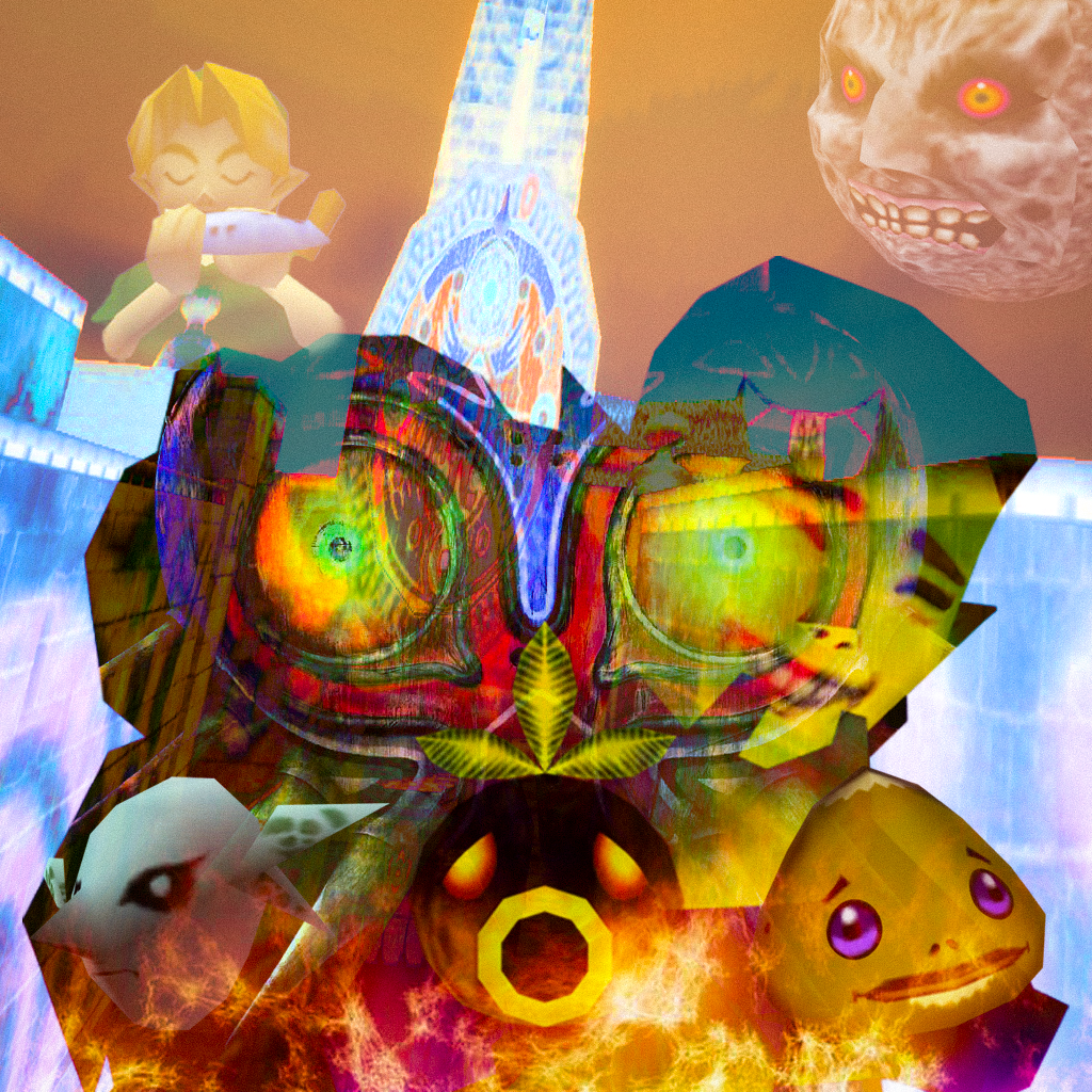 Majora's Mask collage with different masks (photoshop)