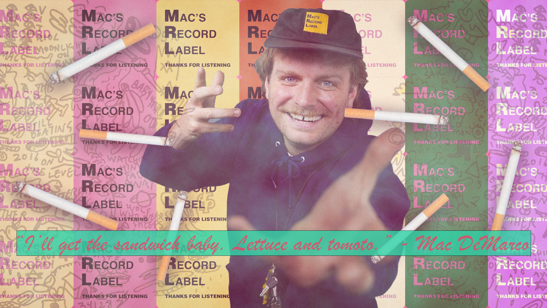 Mac Demarco collage quoting his sandwich song (photoshop)